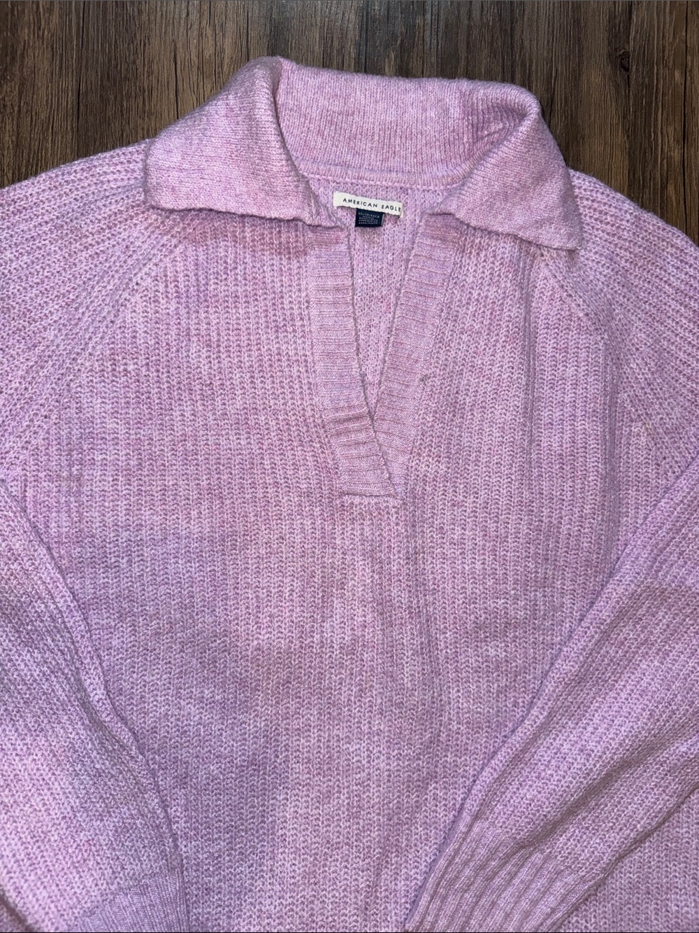 American Eagle Outfitters Light Lilac V-Neck Collared Sweater